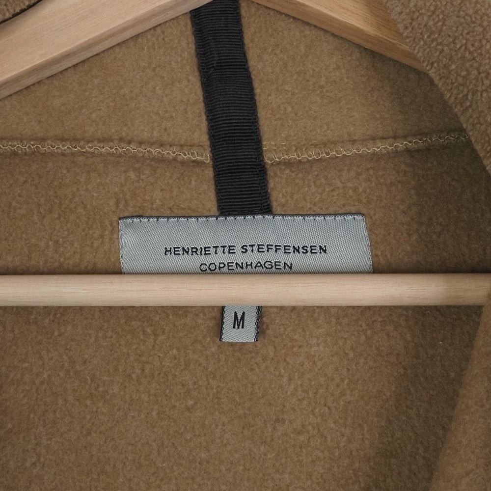 Henriette Steffensen Womens Wrap Coat M Camel Minimalist Denmark Asymmetric - Picture 3 of 11
